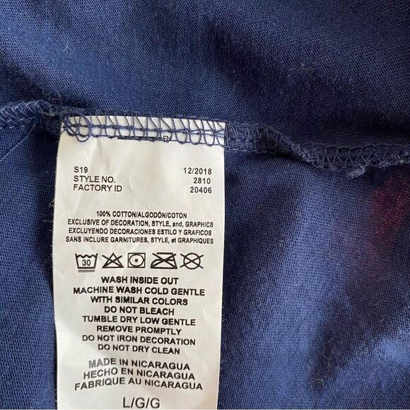 Patriots Football Navy Long Sleeve V-Neck Tee Size L - Picture 5 of 6